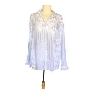 Rails Hayden Ivory Black Pinstripe Button Down Shirt Long Sleeve Women's Large